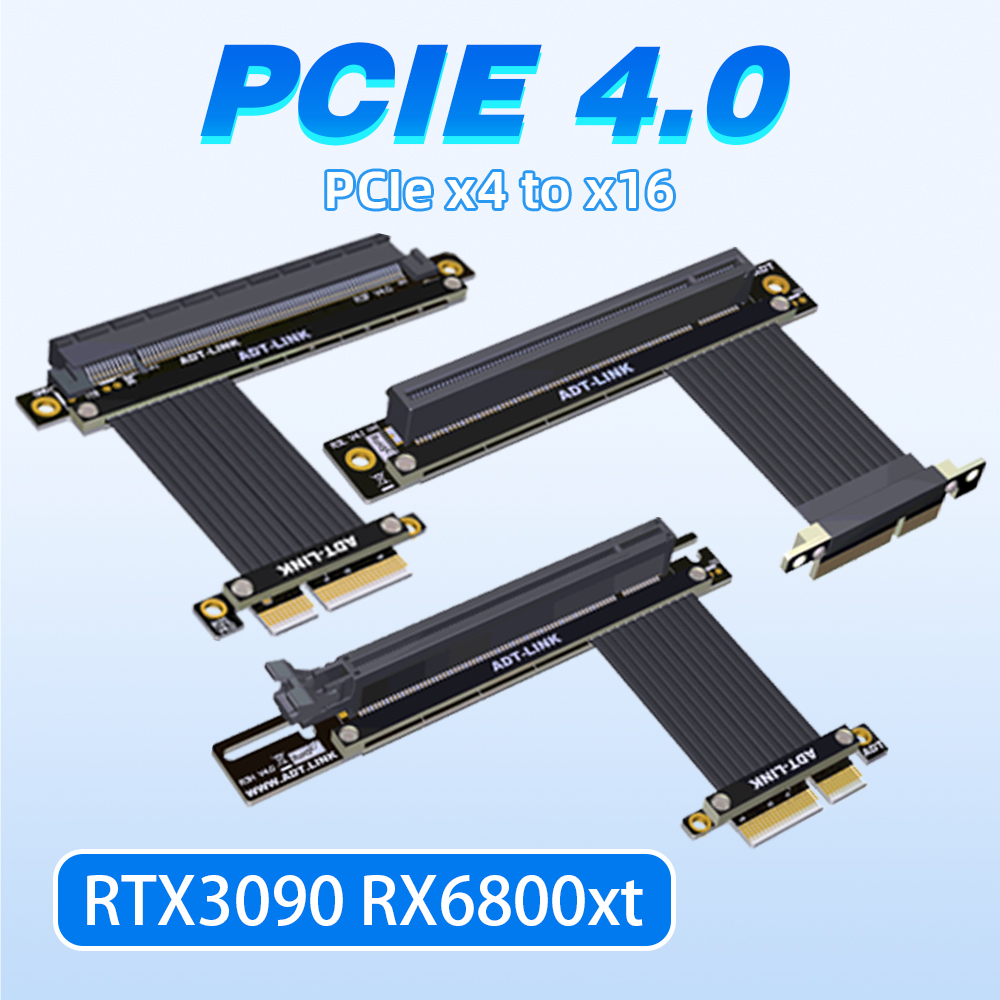 Pcie 4.0 X16 Riser Cable 90 Degree - واحد مزدوج 90 درجة الزاوية اليمنى